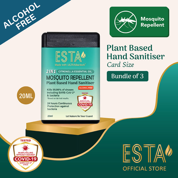 ESTA Alcohol-Free 2-in-1 Card Hand Sanitiser 20ml [Bundle of 3]